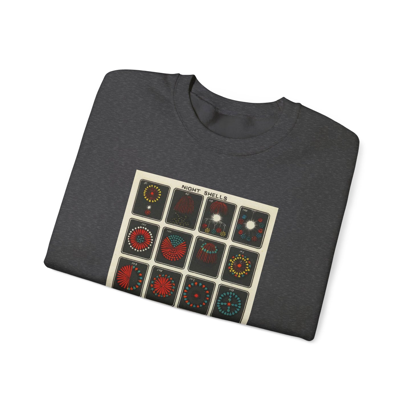 Night Shells 97-116, Hirayama Fireworks Co. 1905 Vintage Graphic Sweatshirt