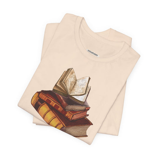 Stack of Old Books Vintage Objects Graphic T-Shirt
