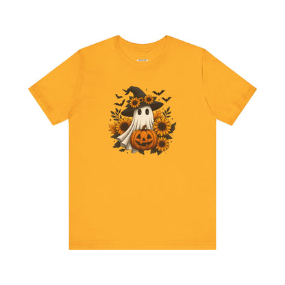 Ghost Witch, Sunflowers &Pumpkin Graphic T-Shirt