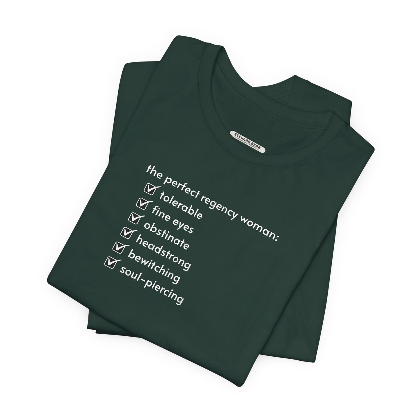 The Perfect Regency Woman Checklist T-Shirt (Jane Austen)