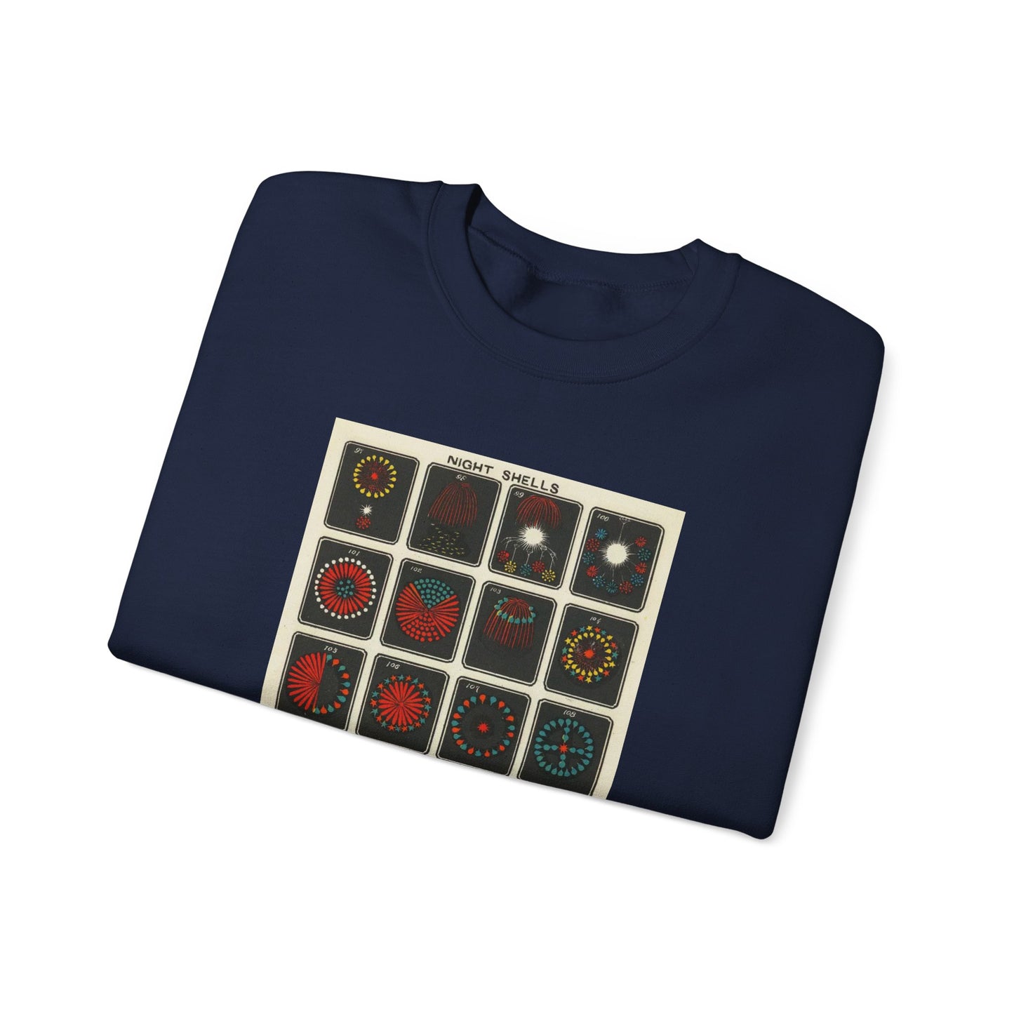Night Shells 97-116, Hirayama Fireworks Co. 1905 Vintage Graphic Sweatshirt