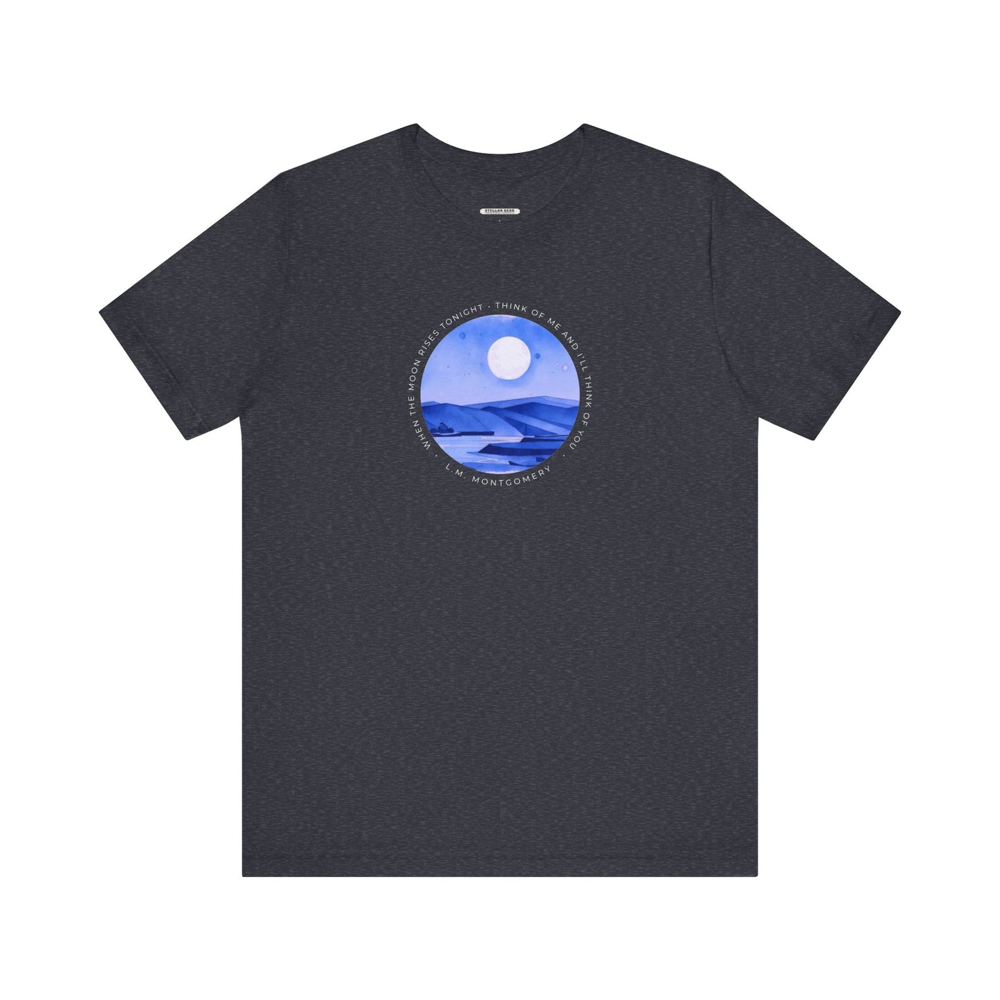 When the Moon Rises Tonight, Think of Me Quote Graphic T-Shirt (L.M. Montgomery)
