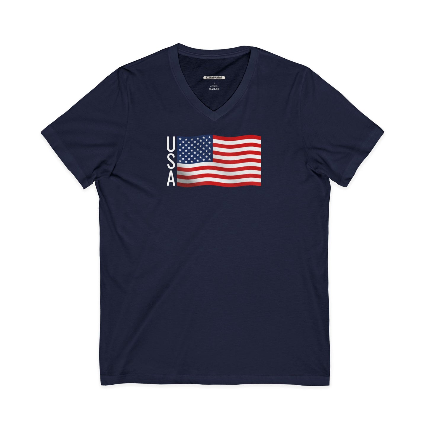 USA Flag V-Neck Graphic T-Shirt