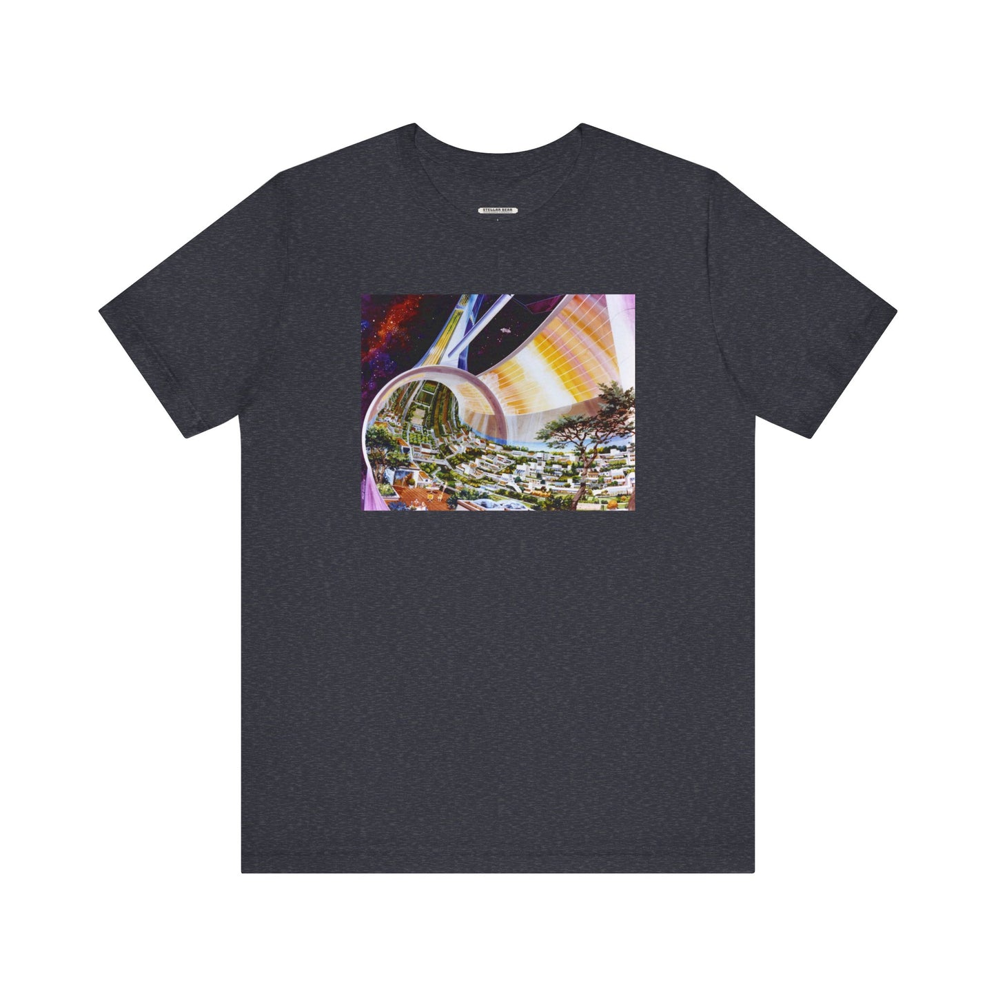 Space Colony Interior View, NASA 1970 Illustration Vintage Graphic T-Shirt